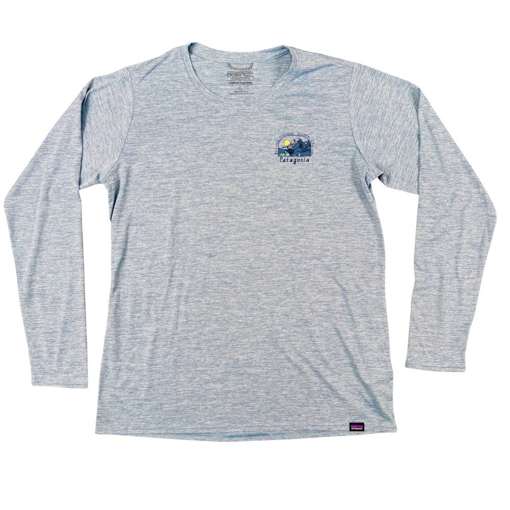 Patagonia Capilene Cool Daily Graphic Shirt Mens Large Long Sleeve Blue Outdoor